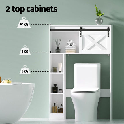 Artiss Bathroom Cabinet Over the Toilet Storage Organiser Laundry Shelf 128cm.