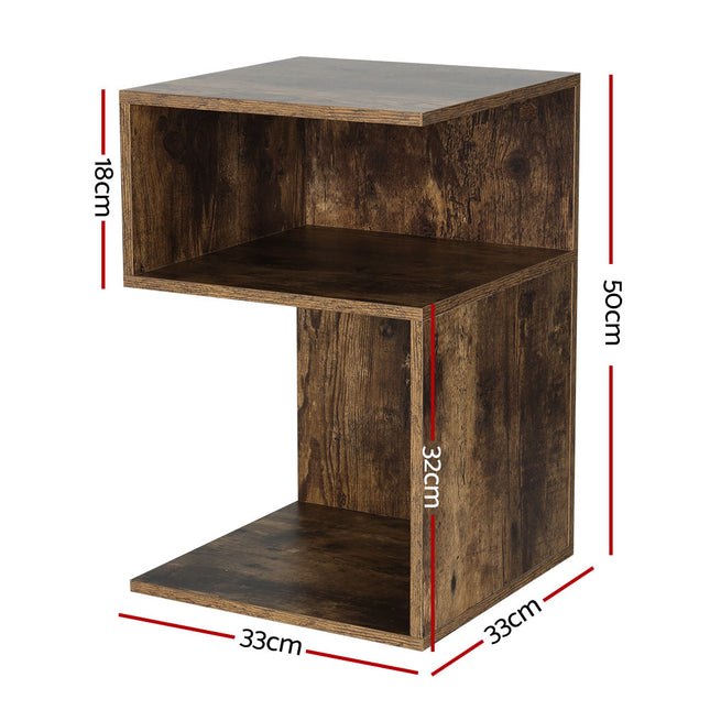 Artiss Bedside Table Shelves Side End Table Storage Nightstand Rust Oak UMENI.