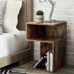 Artiss Bedside Table Shelves Side End Table Storage Nightstand Rust Oak UMENI.