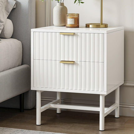 Artiss Bedside Table 2 Drawers - White.