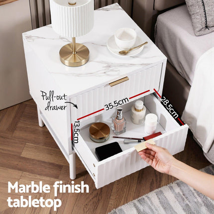 Artiss Bedside Table 2 Drawers - White.