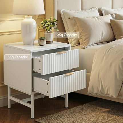 Artiss Bedside Table 2 Drawers - White.