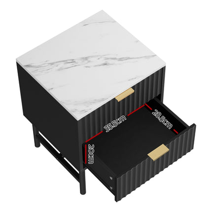 Artiss Bedside Table 2 Drawers - Black.