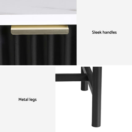 Artiss Bedside Table 2 Drawers - Black.