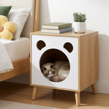 Artiss Cat Nest Bedside Table Solid Wood.