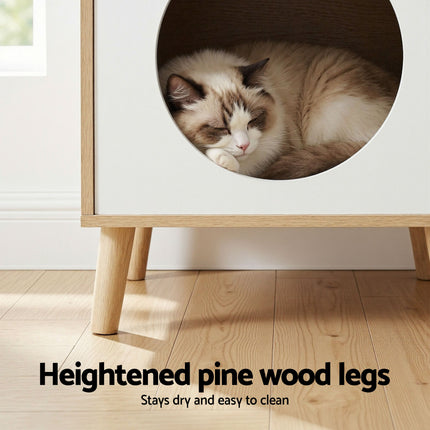 Artiss Cat Nest Bedside Table Solid Wood.