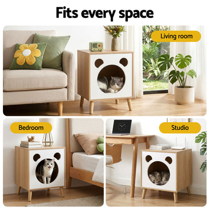 Artiss Cat Nest Bedside Table Solid Wood.