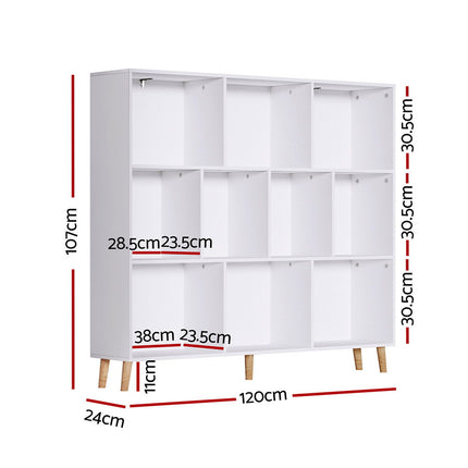 Artiss Bookshelf 3 Tiers 10 Cubes - CORA White.