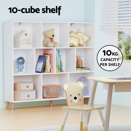 Artiss Bookshelf 3 Tiers 10 Cubes - CORA White.