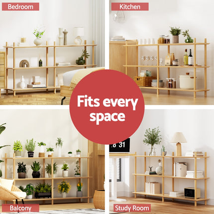 Artiss Bookshelf 3 Tiers Bookcase Display Shelves Wooden Storage Stand Rack Pine.