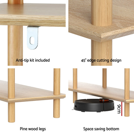 Artiss Bookshelf 3 Tiers Bookcase Display Shelves Wooden Storage Stand Rack Pine.