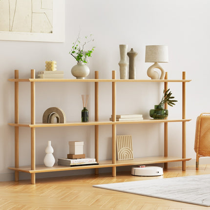 Artiss Bookshelf 3 Tiers Bookcase Display Shelves Wooden Storage Stand Rack Pine.