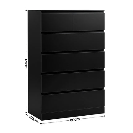 Artiss 6 Chest of Drawers Tallboy PEPE Black.