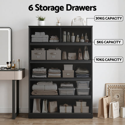 Artiss 6 Chest of Drawers Tallboy PEPE Black.