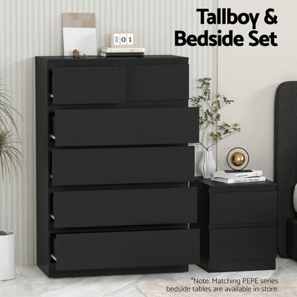 Artiss 6 Chest of Drawers Tallboy PEPE Black.