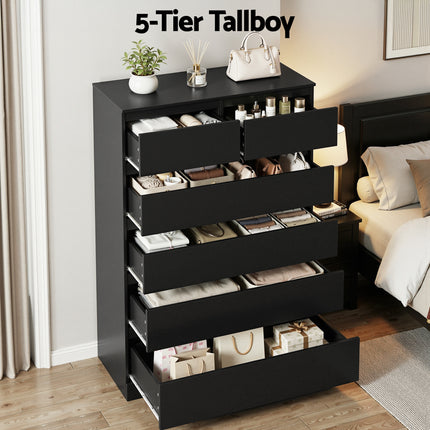 Artiss 6 Chest of Drawers Tallboy PEPE Black.