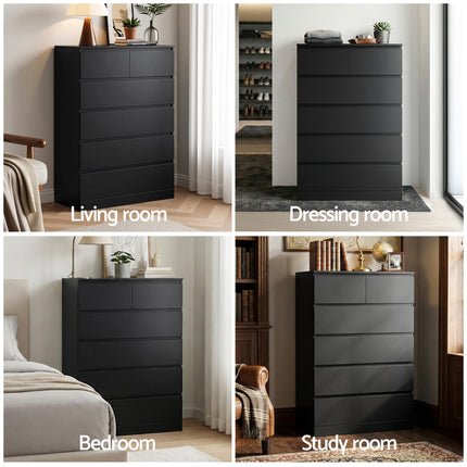 Artiss 6 Chest of Drawers Tallboy PEPE Black.