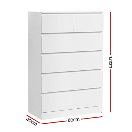 Artiss 6 Chest of Drawers - PEPE White.