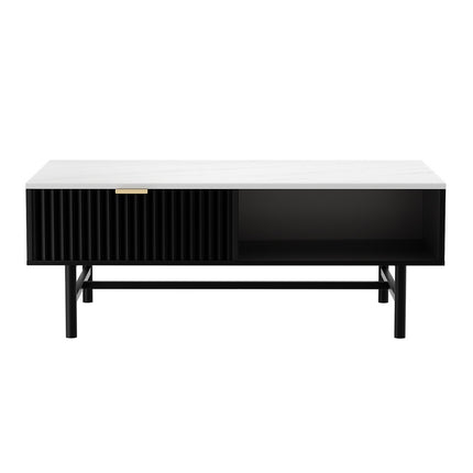 Artiss Coffee Table Drawer Storage Shelf Black.