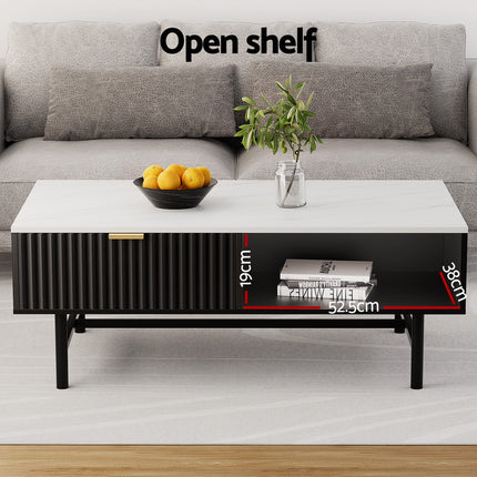 Artiss Coffee Table Drawer Storage Shelf Black.