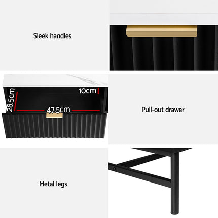 Artiss Coffee Table Drawer Storage Shelf Black.