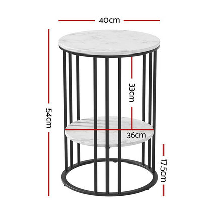 Artiss Coffee Table 2-Tier Round Marble Effect.