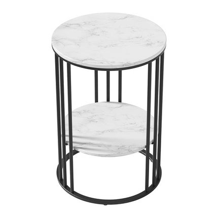 Artiss Coffee Table 2-Tier Round Marble Effect.