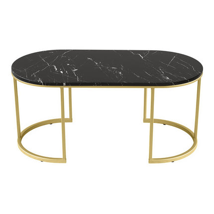 Artiss Coffee Table Marble Effect Black.