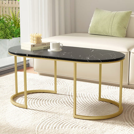 Artiss Coffee Table Marble Effect Black.