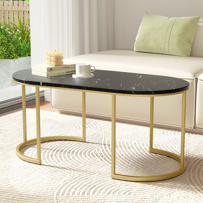 Artiss Coffee Table Marble Effect Black.