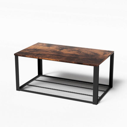 Artiss Coffee Table 2-Tier Rustic Brown 104CM.