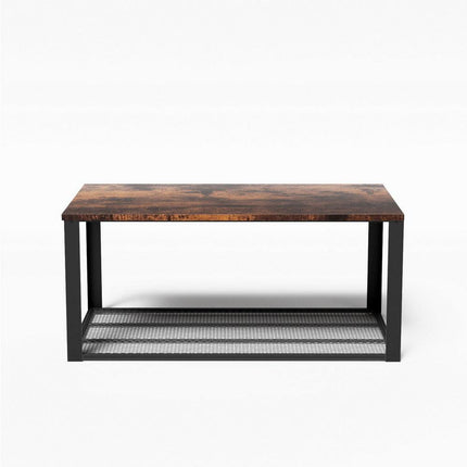 Artiss Coffee Table 2-Tier Rustic Brown 104CM.