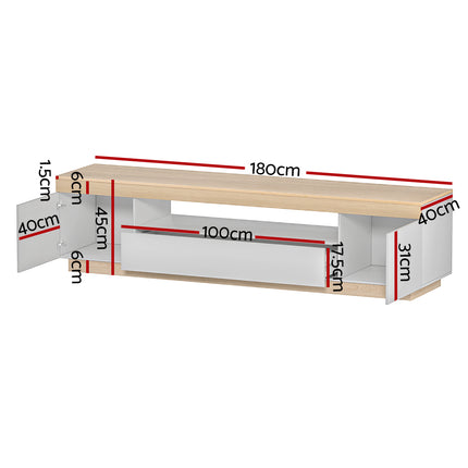 Artiss TV Cabinet Entertainment Unit Stand 180CM White Wood.