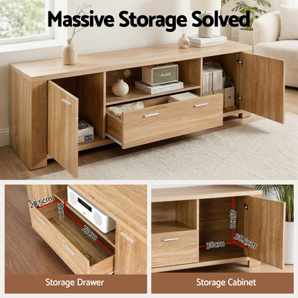 Artiss 180cm TV Unit Entertainment Unit Storage Drawer Cabinet Pine.