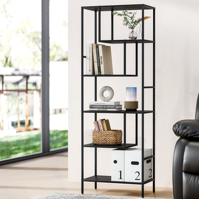 Artiss Bookshelf 5 Tiers RHYS Black.