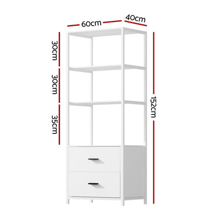 Artiss Bookshelf Display Shelf 2 Drawers 152CM White.