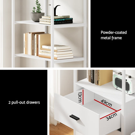 Artiss Bookshelf Display Shelf 2 Drawers 152CM White.