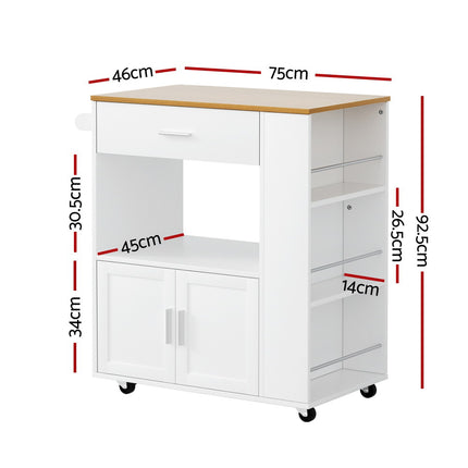 Artiss Kitchen Island Trolley Rolling Serving Cart.