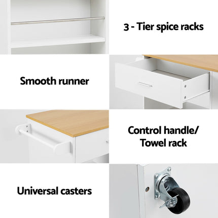 Artiss Kitchen Island Trolley Rolling Serving Cart.
