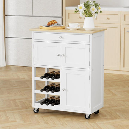 Artiss Kitchen Island Trolley Rolling Serving Cart Storage Cart Drawer Cupboard.