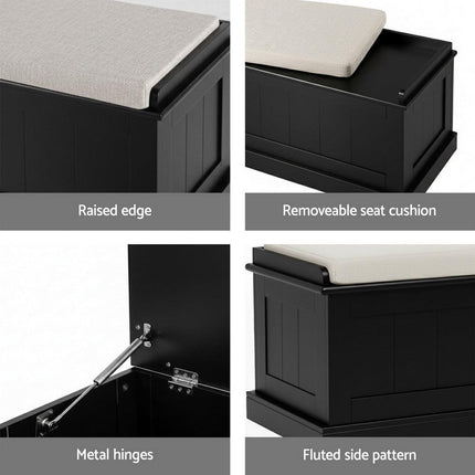 Artiss Storage Ottoman Blanket Box 140cm Fluted Black.