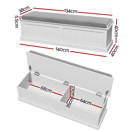 Artiss Storage Ottoman Blanket Box 140cm Fluted Grey.