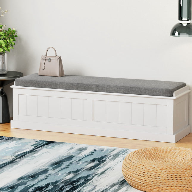 Artiss Storage Ottoman Blanket Box 140cm Fluted Grey.