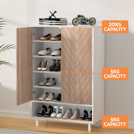 Artiss Shoe Rack Cabinet 24 Pairs 6-tier White.