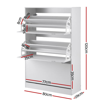 Artiss Shoe Rack Cabinet 24 Pairs Adjustable Shelf White.