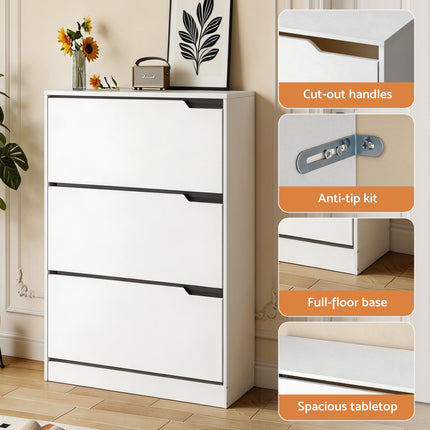 Artiss Shoe Rack Cabinet 24 Pairs Adjustable Shelf White.