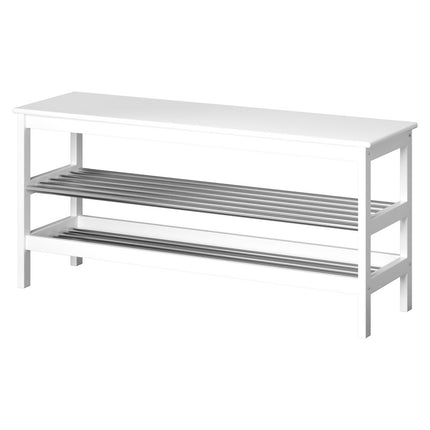 Artiss Shoe Rack Cabinet Bamboo Bench 10 Paris White.