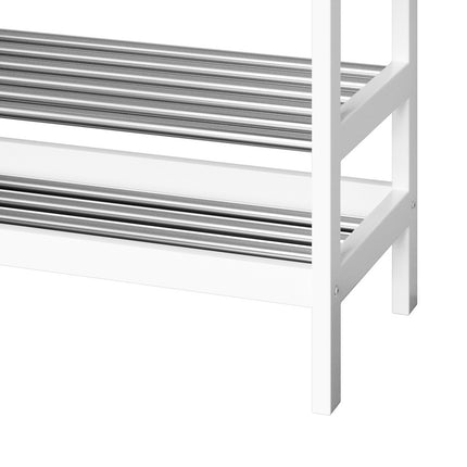 Artiss Shoe Rack Cabinet Bamboo Bench 10 Paris White.
