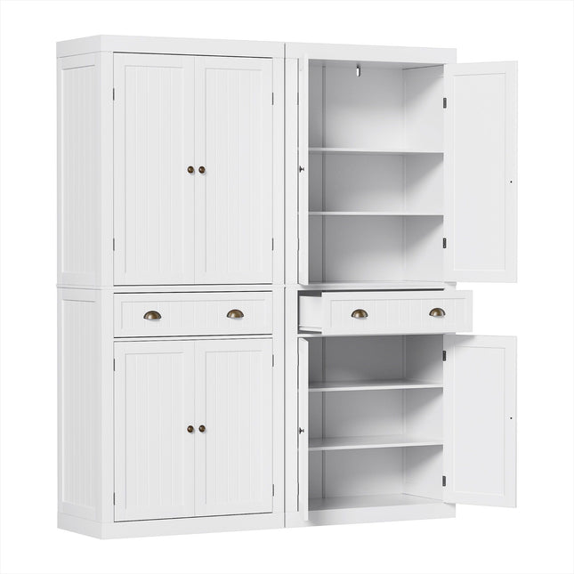 Artiss 2x Buffet Sideboard Cabinet 6-Tier Storage Pantry Cupboard Drawer White