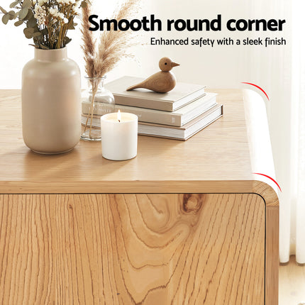 Artiss Buffet Sideboard Cabinet Storage Kitchen Cupboard Drawers Round Edge Oak.